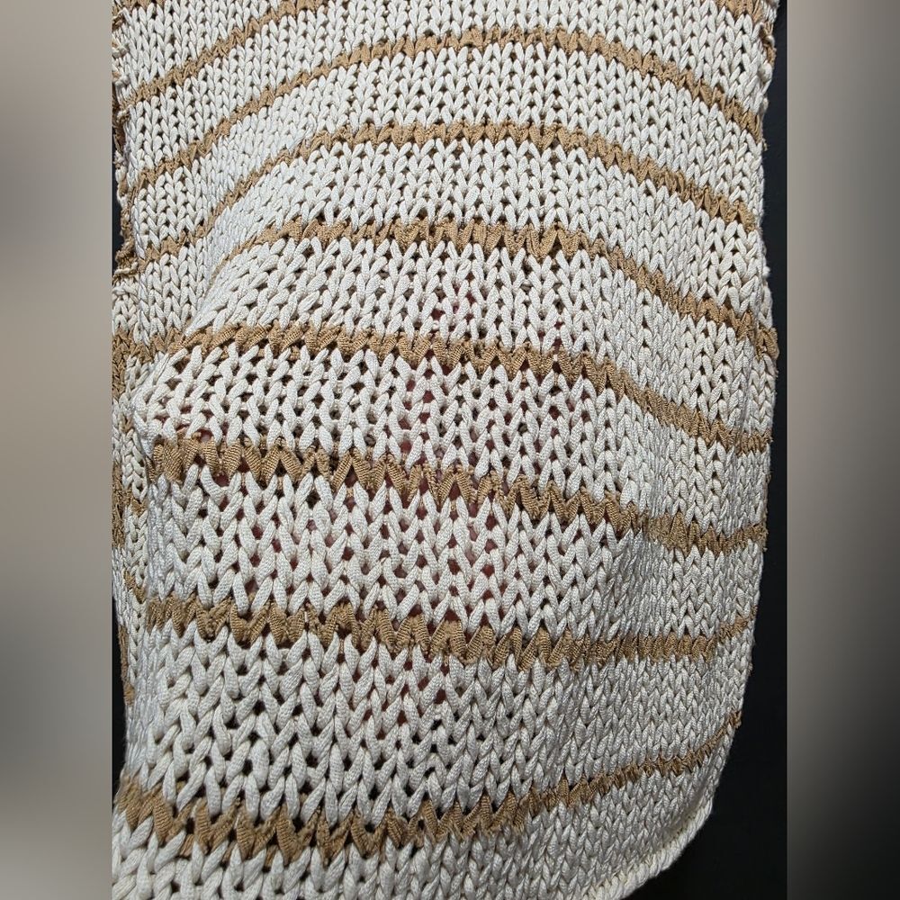 Free People Women's Wave After Wave Loopy Knit Sleeveless Sweater Sz M Tan Cream - Picture 5 of 13